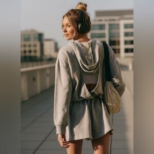 Free People XS Gray Long Sleeve Romper NWOT
